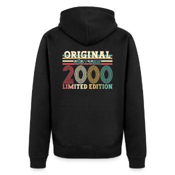 Original 2000 Jahrgang 2000 24. Geburtstag 2000 - Unisex Premium Bio Zip Hoodie - Schwarz - Hinten - Nico (187cm)