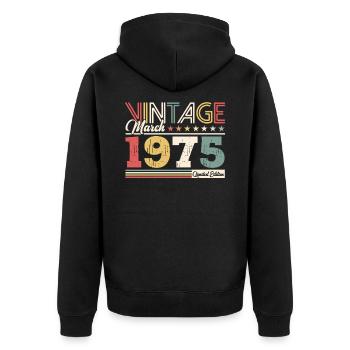 50th Birthday Gift Husband Vintage March 1975 - Unisex Premium Organic Zip Hoodie - black - Back - Nico (187cm)