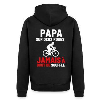 Papa sur deux roues Vélo Cyclisme fête des pères - Veste à capuche bio Premium Unisexe - noir - Dos - Nico (187cm)