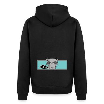 raton laveur mignon, enfants, kawaii, chemise de couchage, bébé - Veste à capuche bio Premium Unisexe - noir - Dos - Nico (187cm)