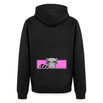 raton laveur mignon, enfants, kawaii, chemise de couchage, bébé - Veste à capuche bio Premium Unisexe - noir - Dos - Nico (187cm)