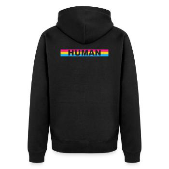 Pansexuel HUMAIN - Veste à capuche bio Premium Unisexe - noir - Dos - Nico (187cm)