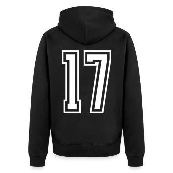 17 Number number - Unisex Premium Organic Zip Hoodie - black - Back - Nico (187cm)