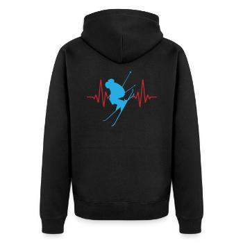 Herzschlag Ski Alpin | Farben änderbar - Unisex Premium Bio Zip Hoodie - Schwarz - Hinten - Nico (187cm)
