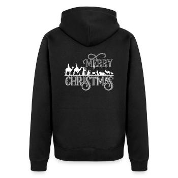 Nativity Jesus child Nativity holy kings gift - Unisex Premium Organic Zip Hoodie - black - Back - Nico (187cm)