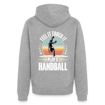 Handball Handball Player - Unisex Premium Organic Zip Hoodie - heather grey - Back - Nico (187cm)