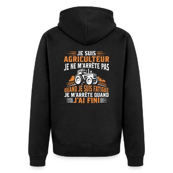 Je suis agriculteur - Veste à capuche bio Premium Unisexe - noir - Dos - Nico (187cm)