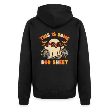 Halloween Ghost Sunglasses - Unisex Premium Organic Zip Hoodie - black - Back - Nico (187cm)