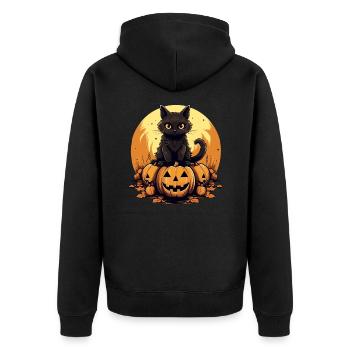 Chat à la citrouille Halloween - Veste à capuche bio Premium Unisexe - noir - Dos - Nico (187cm)