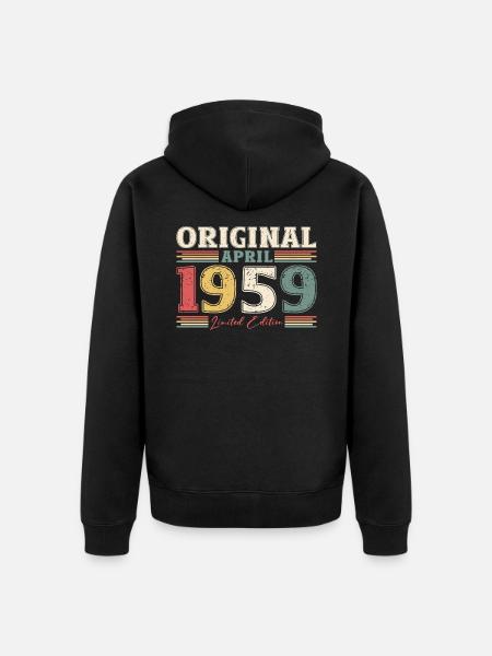 65. Geburtstag Mann Original April Jahrgang 1959 - Unisex Premium Bio Zip Hoodie - Schwarz