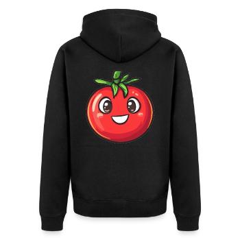 Fröhliche Tomate - Unisex Premium Bio Zip Hoodie - Schwarz - Hinten - Nico (187cm)