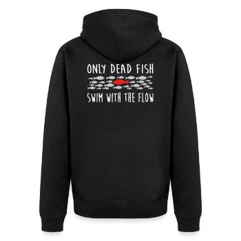 self-confidence - Unisex Premium Organic Zip Hoodie - black - Back - Nico (187cm)