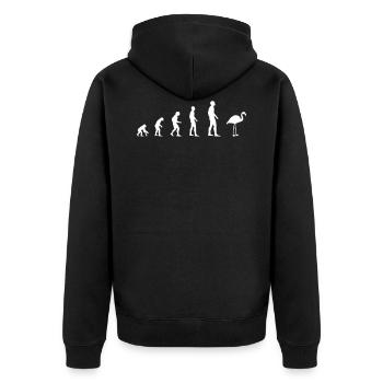 Flamingo – Evolution - Unisex Premium Bio Zip Hoodie - Schwarz - Hinten - Nico (187cm)