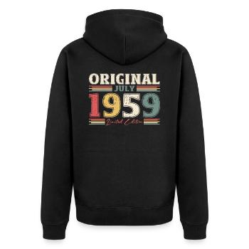 65th Birthday, Born 1959 ORIGINAL 1959 - Unisex Premium Organic Zip Hoodie - black - Back - Nico (187cm)