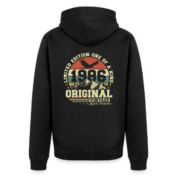 1986 Vintage Vintage Rétro Cadeau d’anniversaire - Veste à capuche bio Premium Unisexe - noir - Dos - Nico (187cm)