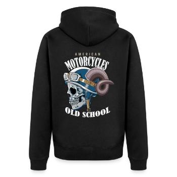 America Motorcycles Old School T-Shirt - Unisex Premium Bio Zip Hoodie - Schwarz - Hinten - Nico (187cm)