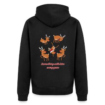 Crazy rendeer - Unisex Premium Bio Zip Hoodie - Schwarz - Hinten - Nico (187cm)