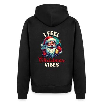 Santa Claus with wine - Unisex Premium Organic Zip Hoodie - black - Back - Nico (187cm)