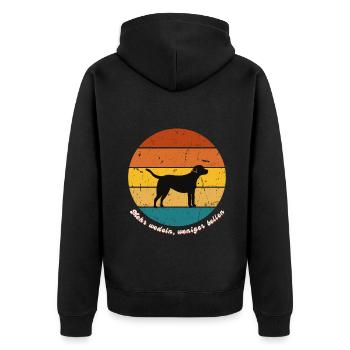 Mehr wedeln, weniger bellen Labrador - Unisex Premium Bio Zip Hoodie - Schwarz - Hinten - Nico (187cm)