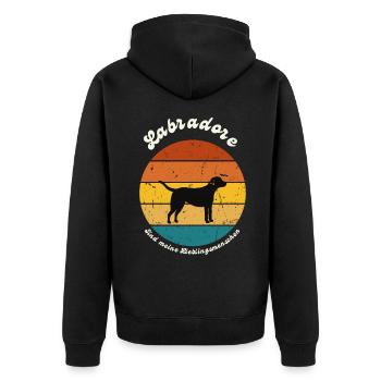 Labradore sind meine Lieblingsmenschen - Unisex Premium Bio Zip Hoodie - Schwarz - Hinten - Nico (187cm)