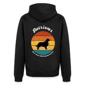Retriever sind meine Lieblingsmenschen - Unisex Premium Bio Zip Hoodie - Schwarz - Hinten - Nico (187cm)