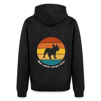 Mehr wedeln, weniger bellen Bulldogge - Unisex Premium Bio Zip Hoodie - Schwarz - Hinten - Nico (187cm)
