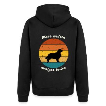 Mehr wedeln, weniger bellen Golden Retriever - Unisex Premium Bio Zip Hoodie - Schwarz - Hinten - Nico (187cm)
