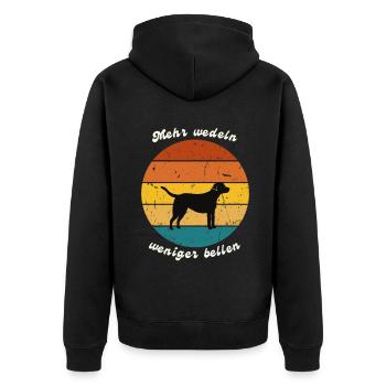 Mehr wedeln, weniger bellen Labrador - Unisex Premium Bio Zip Hoodie - Schwarz - Hinten - Nico (187cm)