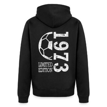 Ballon de football 1973 en édition limitée - Veste à capuche bio Premium Unisexe - noir - Dos - Nico (187cm)