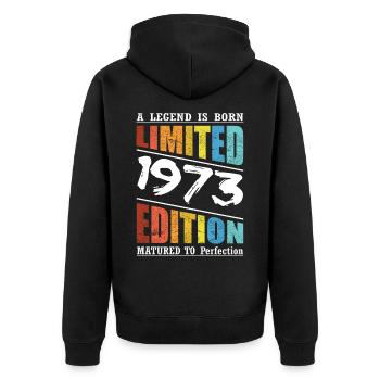 Édition limitée 1973 née 50e anniversaire - Veste à capuche bio Premium Unisexe - noir - Dos - Nico (187cm)