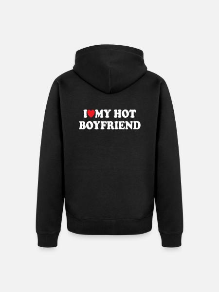 J’adore mon Boyfrind chaud - Veste à capuche bio Premium Unisexe - noir