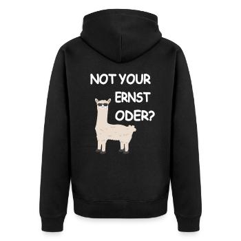 Not your Ernst ODER? - Unisex Premium Bio Zip Hoodie - Schwarz - Hinten - Nico (187cm)