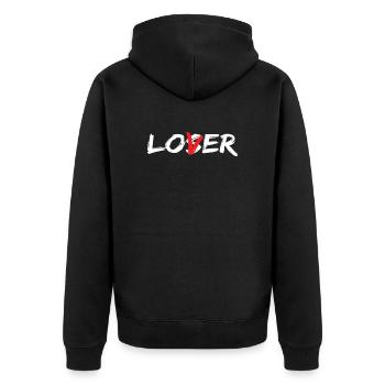 Loser Lover - Unisex Premium Bio Zip Hoodie - Schwarz - Hinten - Nico (187cm)