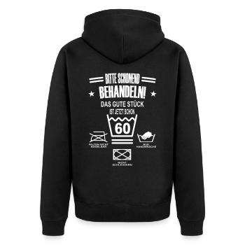 S’il vous plaît traiter gently60 cadeau d’anniversaire - Veste à capuche bio Premium Unisexe - noir - Dos - Nico (187cm)