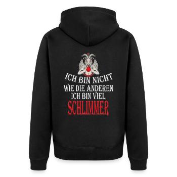 ich bin nicht wie die anderen ich bin schlimmer - Unisex Premium Bio Zip Hoodie - Schwarz - Hinten - Nico (187cm)