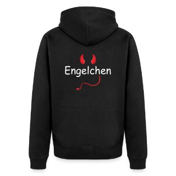 Engelchen Kostüm Engel Kostüm Teufelchen oder Enge - Unisex Premium Bio Zip Hoodie - Schwarz - Hinten - Nico (187cm)
