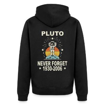Pluton n’oublie jamais Rétro Drôle Nerdy Science - Veste à capuche bio Premium Unisexe - noir - Dos - Nico (187cm)