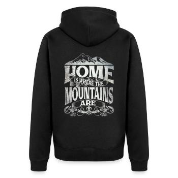 Home Is Where The Mountains Are - Unisex Premium Organic Zip Hoodie - black - Back - Nico (187cm)