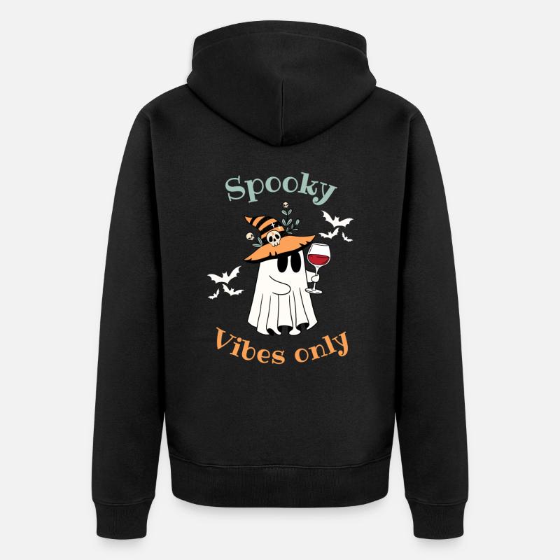 Lustiger Halloween-Geist - Unisex Premium Bio Zip Hoodie - Schwarz