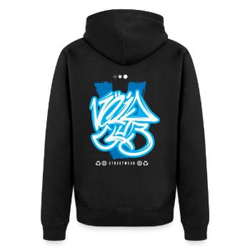 Graffiti urbain streetwear - Veste à capuche bio Premium Unisexe - noir - Dos - Nico (187cm)