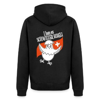 Schweizer Flagge mit Küken für Hobbyzüchter! - Unisex Premium Bio Zip Hoodie - Schwarz - Hinten - Nico (187cm)