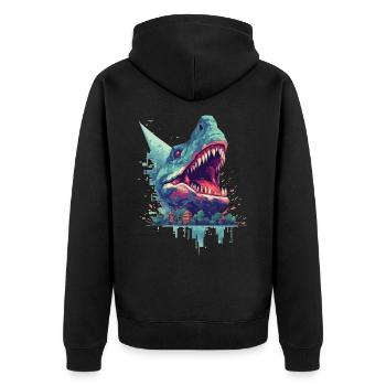Pixel Dino Dinosaur Gamer Design - Veste à capuche bio Premium Unisexe - noir - Dos - Nico (187cm)