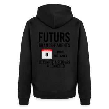 Futurs Grands Parents Cadeau Annonce de Grossesse - Veste à capuche bio Premium Unisexe - noir - Dos - Nico (187cm)