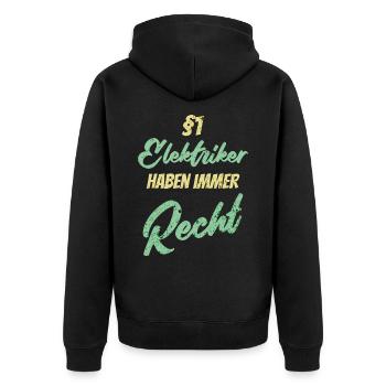 §1 Elektriker haben immer Recht - Unisex Premium Bio Zip Hoodie - Schwarz - Hinten - Nico (187cm)