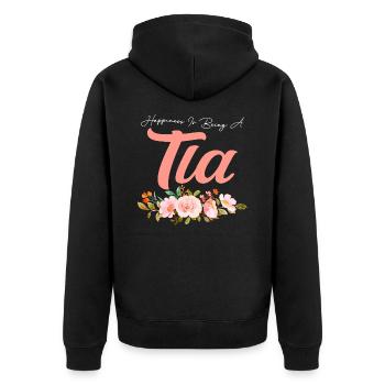 Glück Ist, Eine Tia Blumenblume Oma zu sein - Unisex Premium Bio Zip Hoodie - Schwarz - Hinten - Nico (187cm)