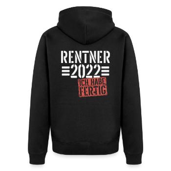 Ruhestand 2022 Rentner Spruch Geschenk - Unisex Premium Bio Zip Hoodie - Schwarz - Hinten - Nico (187cm)