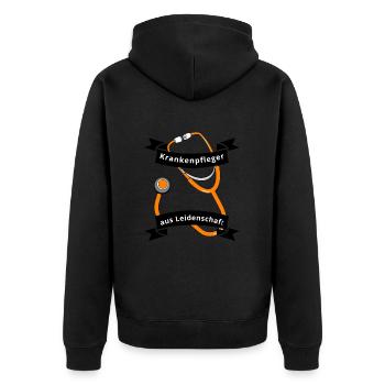 Krankenpfleger aus Leidenschaft - Unisex Premium Bio Zip Hoodie - Schwarz - Hinten - Nico (187cm)
