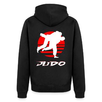 Judo - Unisex Premium Organic Zip Hoodie - black - Back - Nico (187cm)
