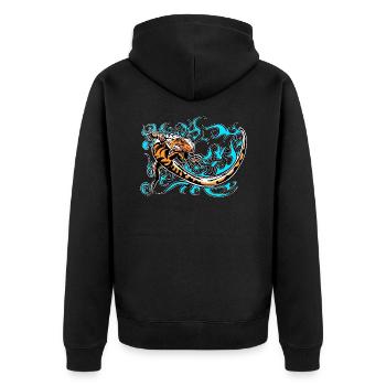 Little blue newt - Unisex Premium Organic Zip Hoodie - black - Back - Nico (187cm)