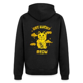 Lucky Cat - Unisex Premium Organic Zip Hoodie - black - Back - Nico (187cm)